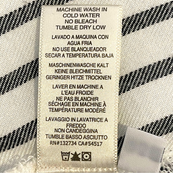 Cloth & Stone / Anthropologie Striped Back Buttoned Fringe Hem Bell Sleeve Top - Picture 9 of 11